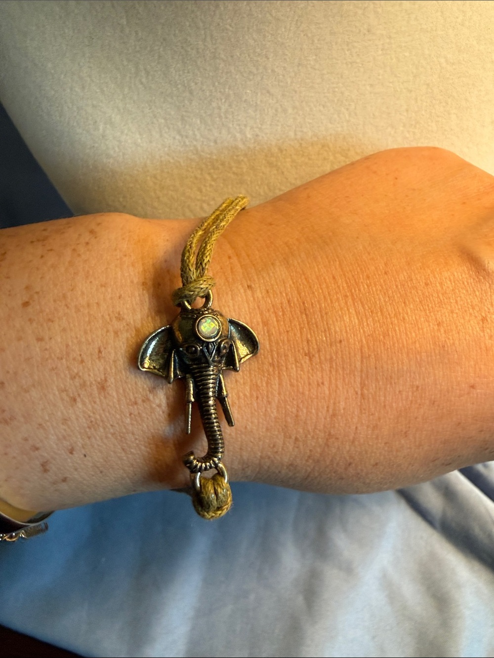 Gold-Tone Elephant Cord Bracelet — Women's Boho Charm